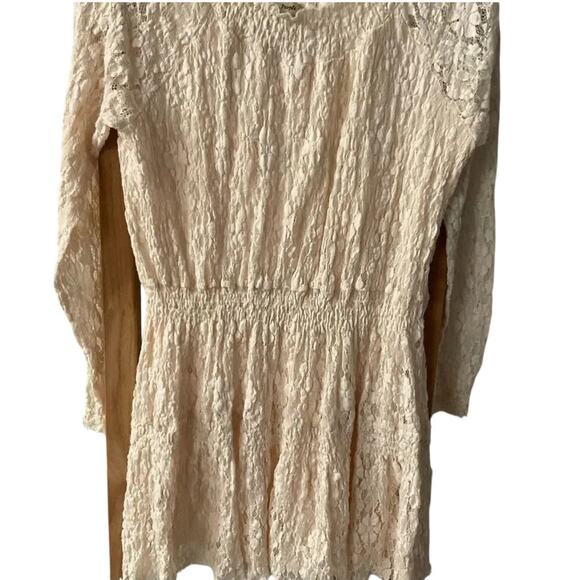 Free People Long Sleeve Ruched Lace In Cream Size XS - Picture 5 of 10
